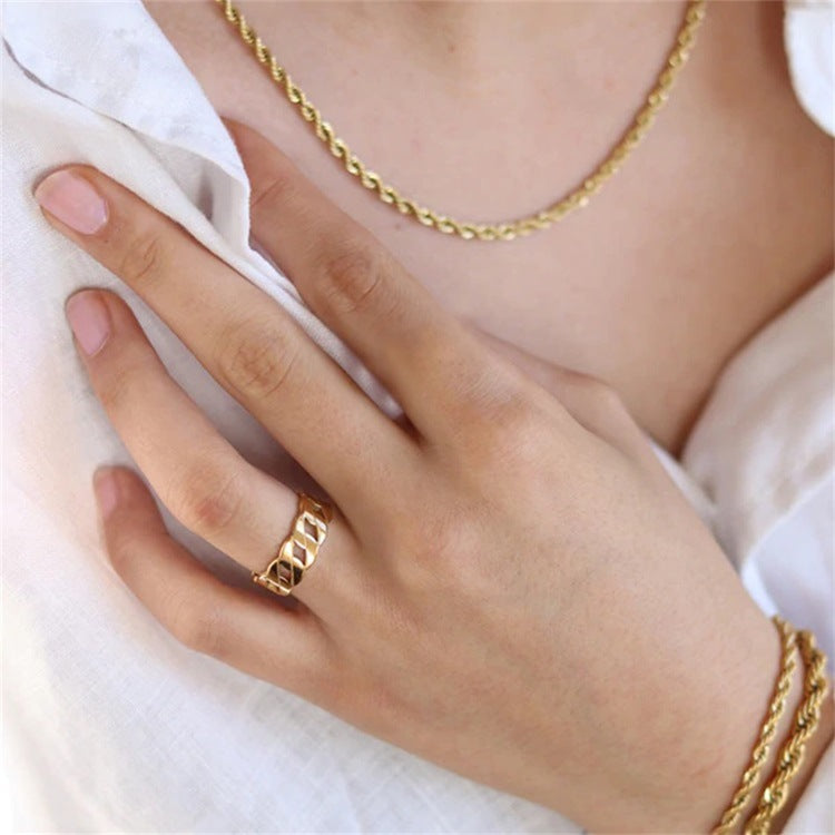 Gold Ring | Minimalist 14k Gold Plated Stainless Steel for Women 3