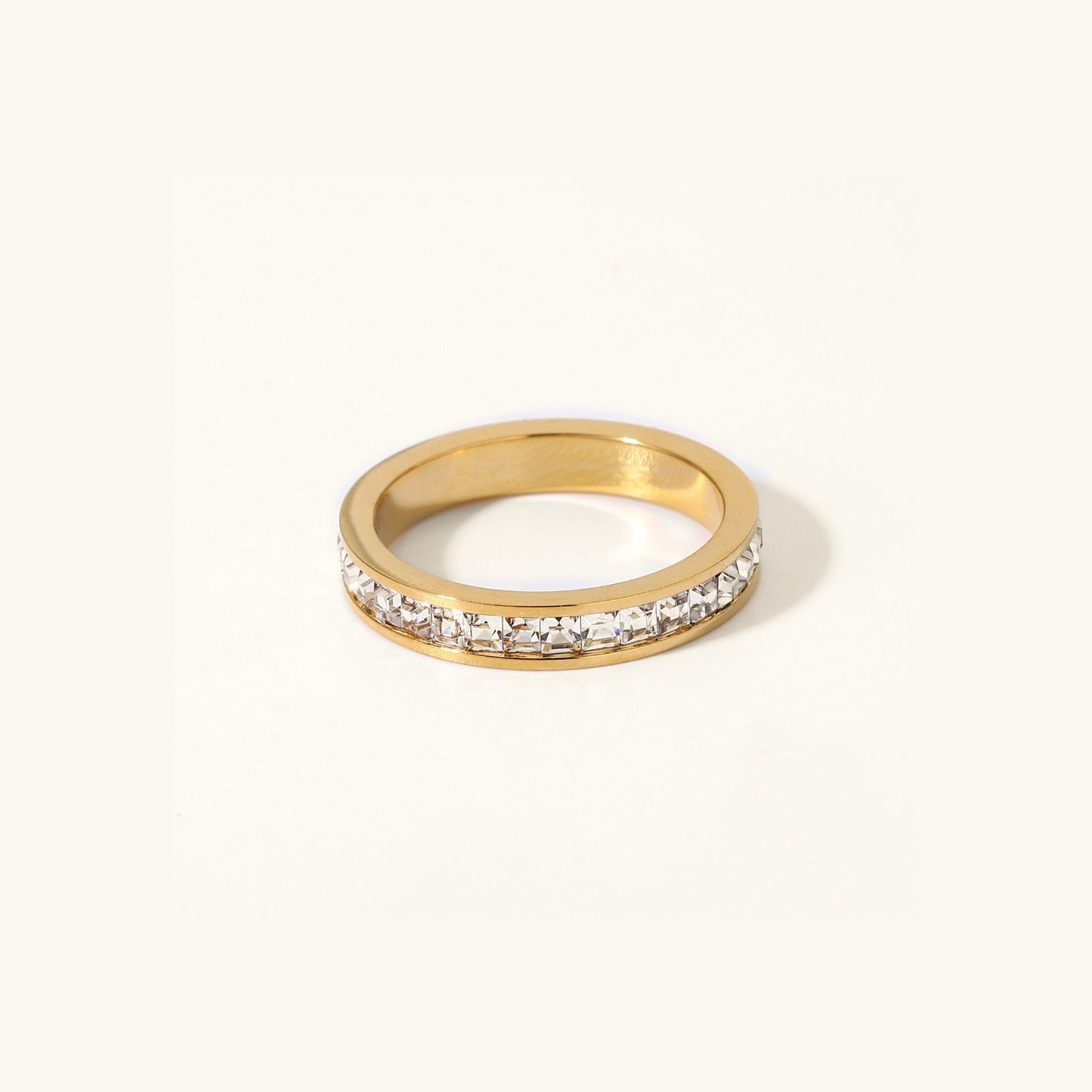 Gold Ring | Radiant 18k Gold-Plated Band with Dazzling Simulants 0