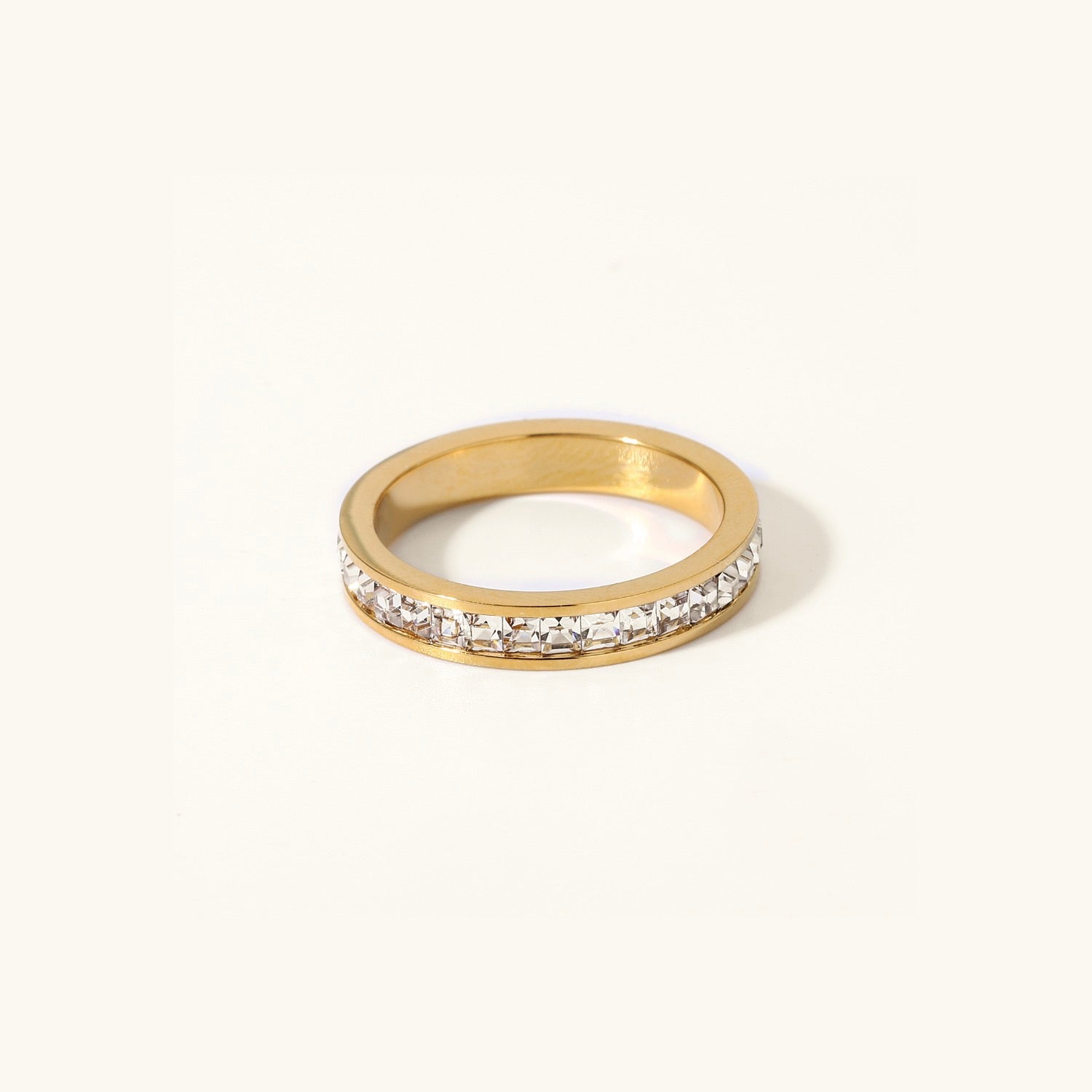 Gold Ring | Radiant 18k Gold-Plated Band with Dazzling Simulants 0