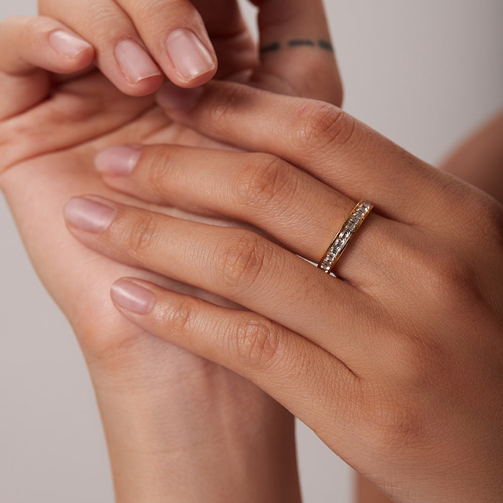Gold Ring | Radiant 18k Gold-Plated Band with Dazzling Simulants 2