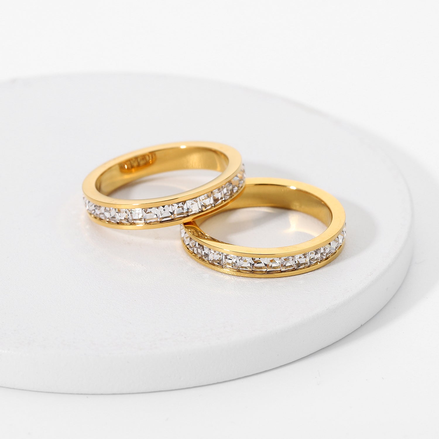 Gold Ring | Radiant 18k Gold-Plated Band with Dazzling Simulants 4