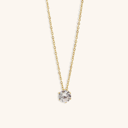 Gold Solitaire Necklace | Ethically Sourced 18k Gold with Diamond Simulants 0