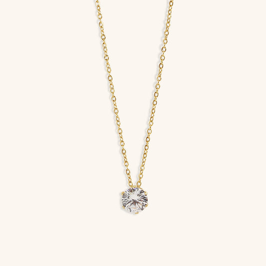 Gold Solitaire Necklace | Ethically Sourced 18k Gold with Diamond Simulants 0