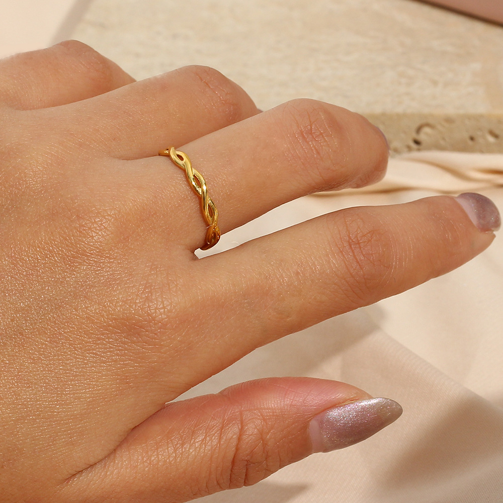 Gold Twisted Ring | Durable Ethically Sourced Stainless Steel-Plated Design 1