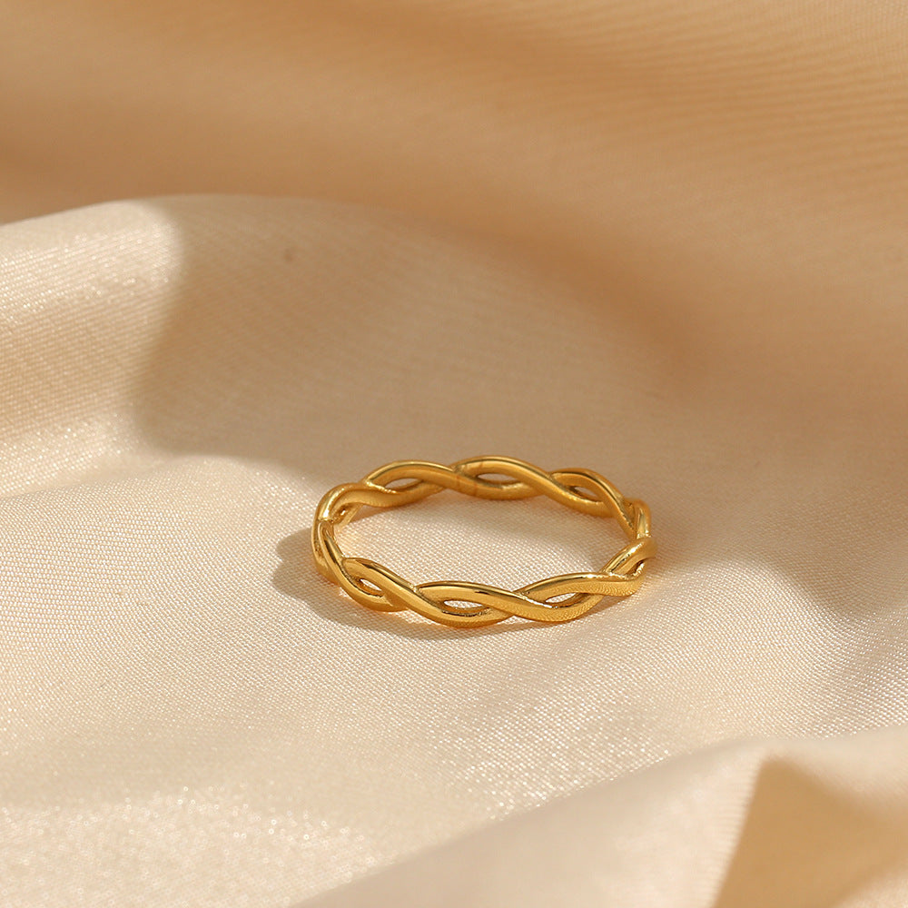 Gold Twisted Ring | Durable Ethically Sourced Stainless Steel-Plated Design 3