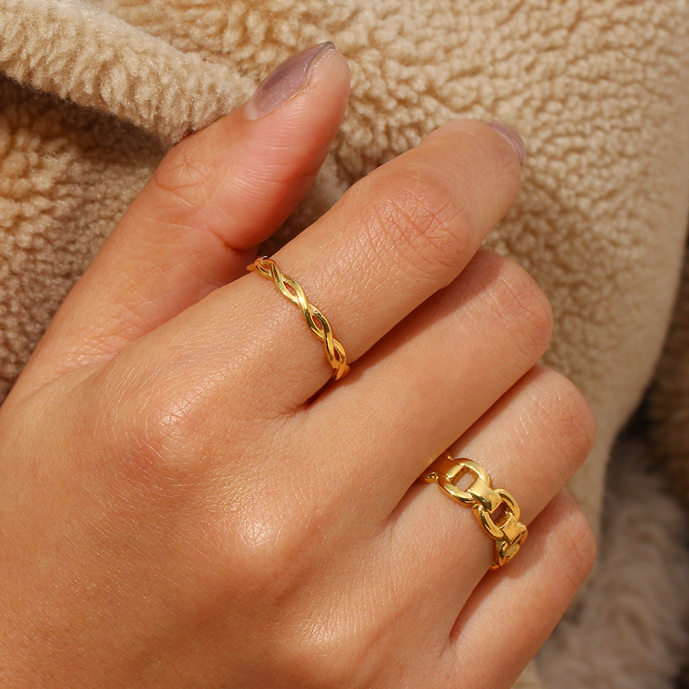 Gold Twisted Ring | Durable Ethically Sourced Stainless Steel-Plated Design 4