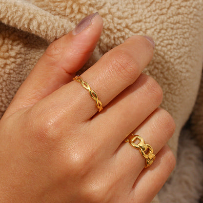 Gold Twisted Ring | Durable Ethically Sourced Stainless Steel-Plated Design 4