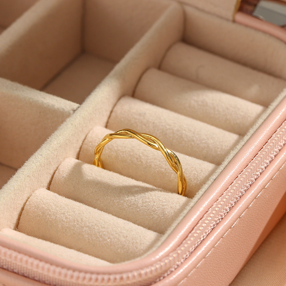 Gold Twisted Ring | Durable Ethically Sourced Stainless Steel-Plated Design 5