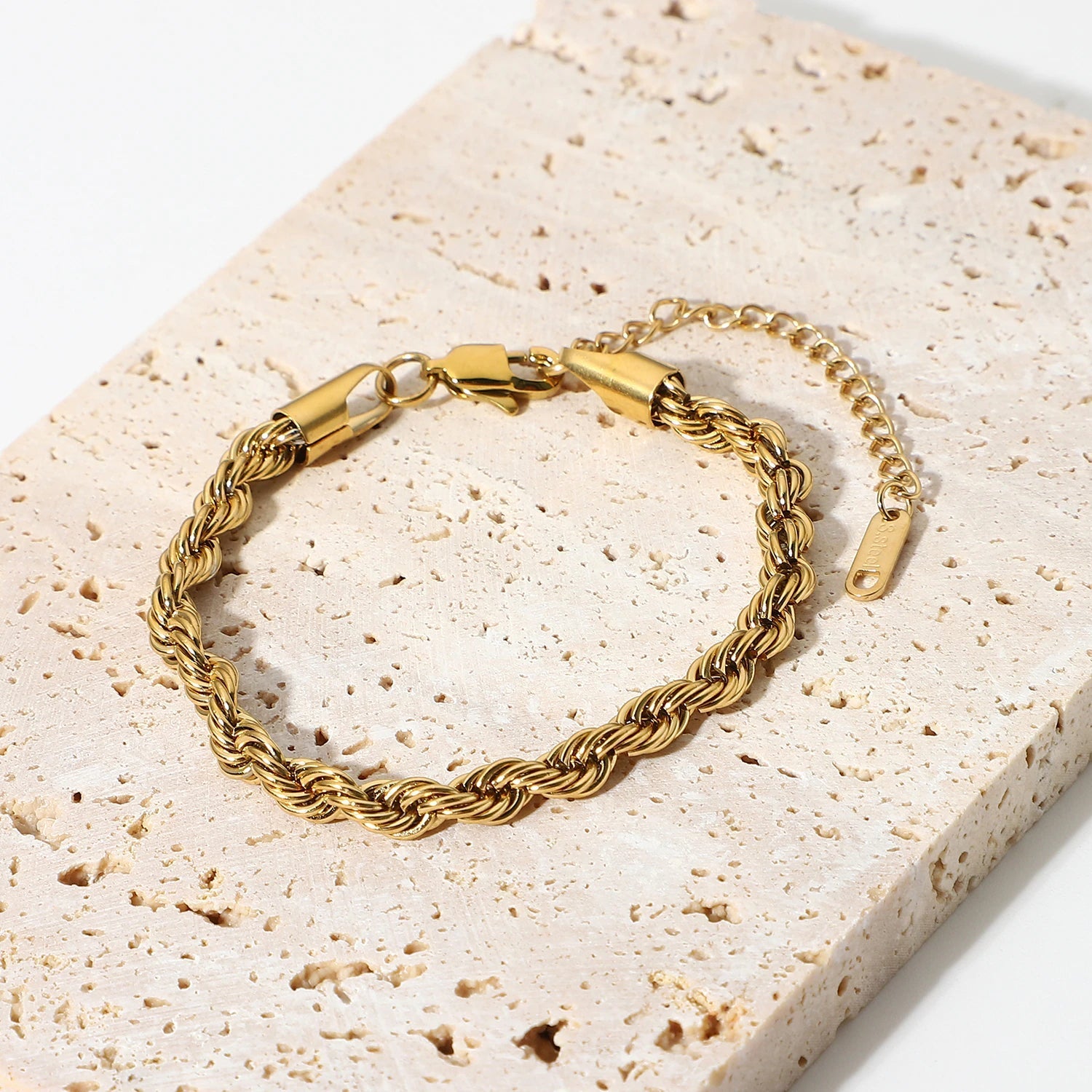 Gold Twisted Rope Chain Bracelet | Durable Stainless Steel with Hypoallergenic Finish 4