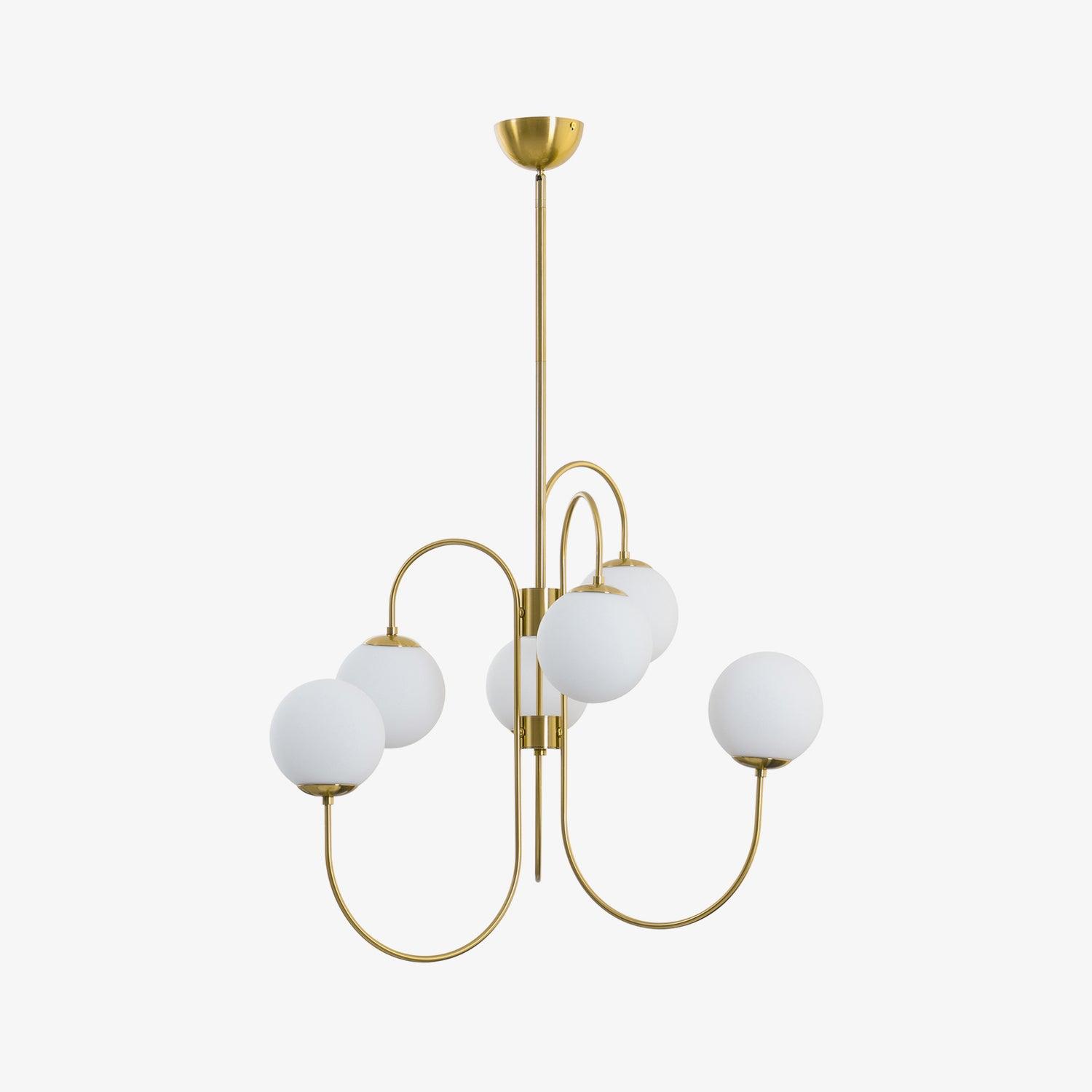 Gooseneck Chandelier | Elegant Wrought Iron with Glass Shades 0