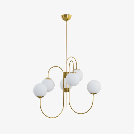 Gooseneck Chandelier | Elegant Wrought Iron with Glass Shades 0