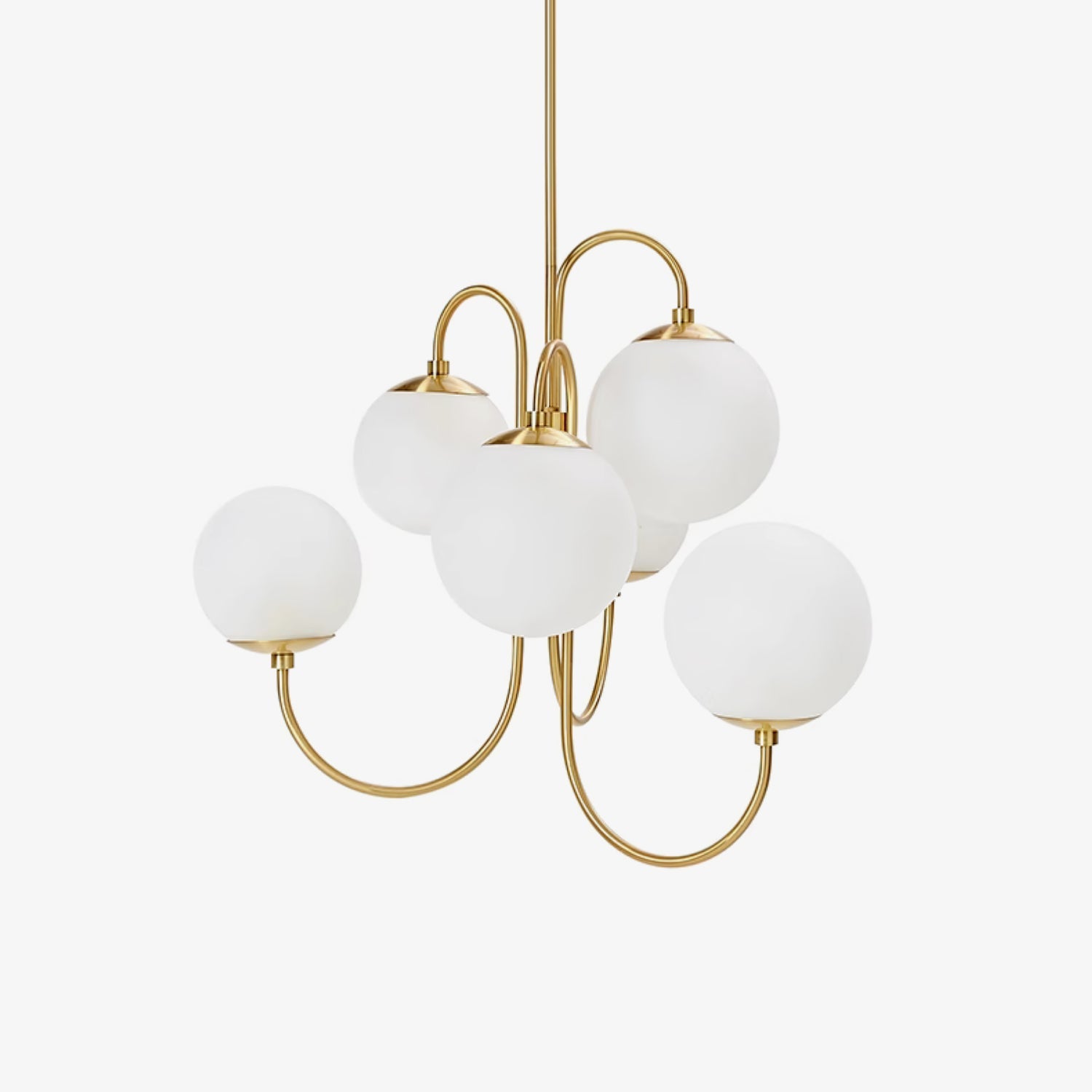 Gooseneck Chandelier | Elegant Wrought Iron with Glass Shades 1
