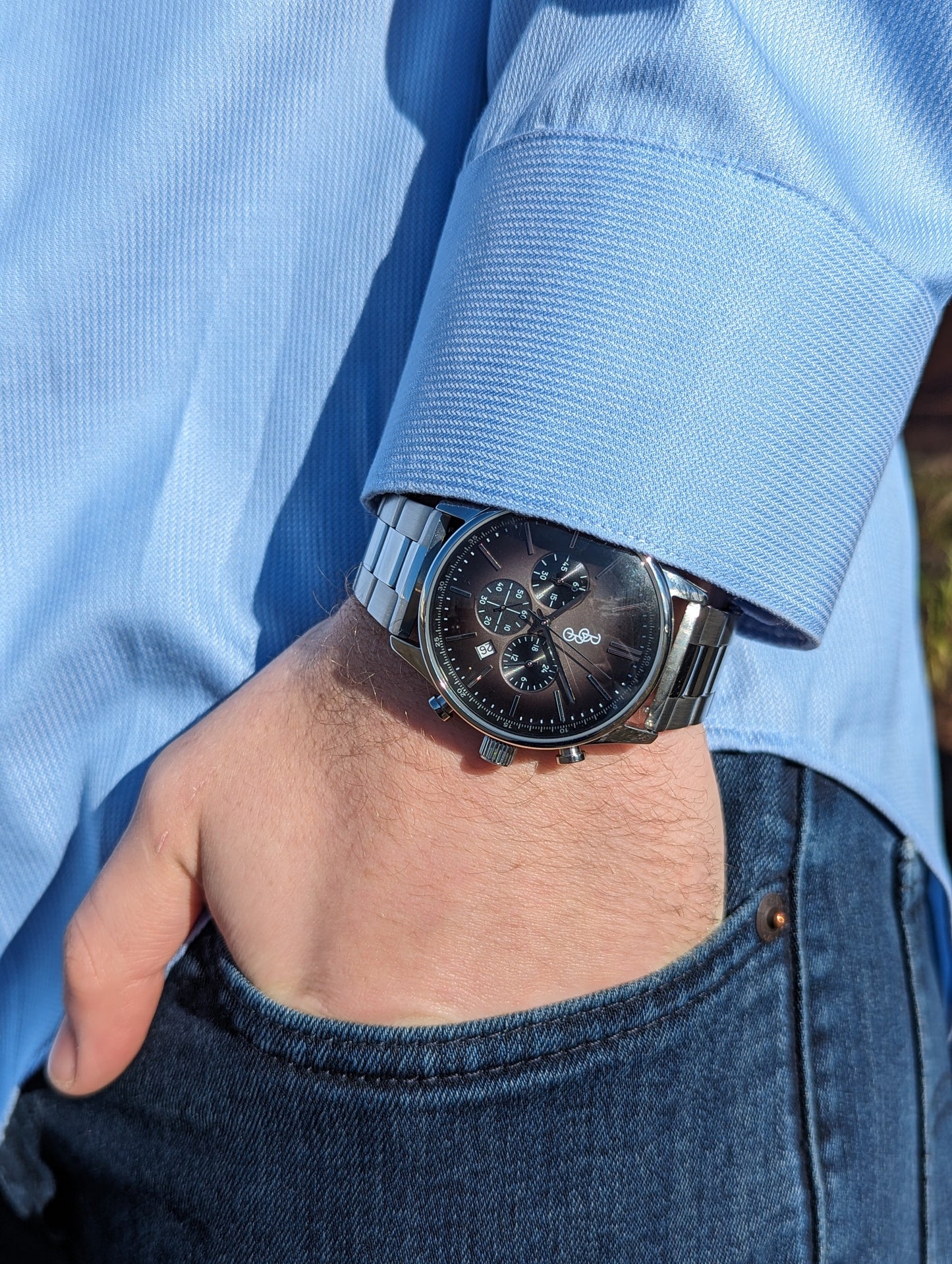 Szary Retro Chronograf