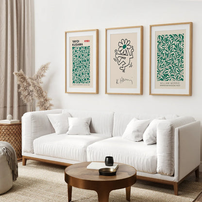 Exhibition Green Art Set of 3 Abstract Print