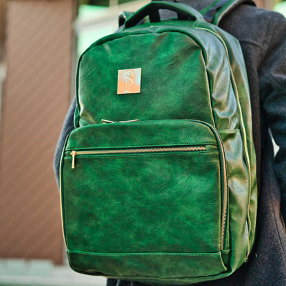 Emerald Green Leather Commuter Bag (XL Design)