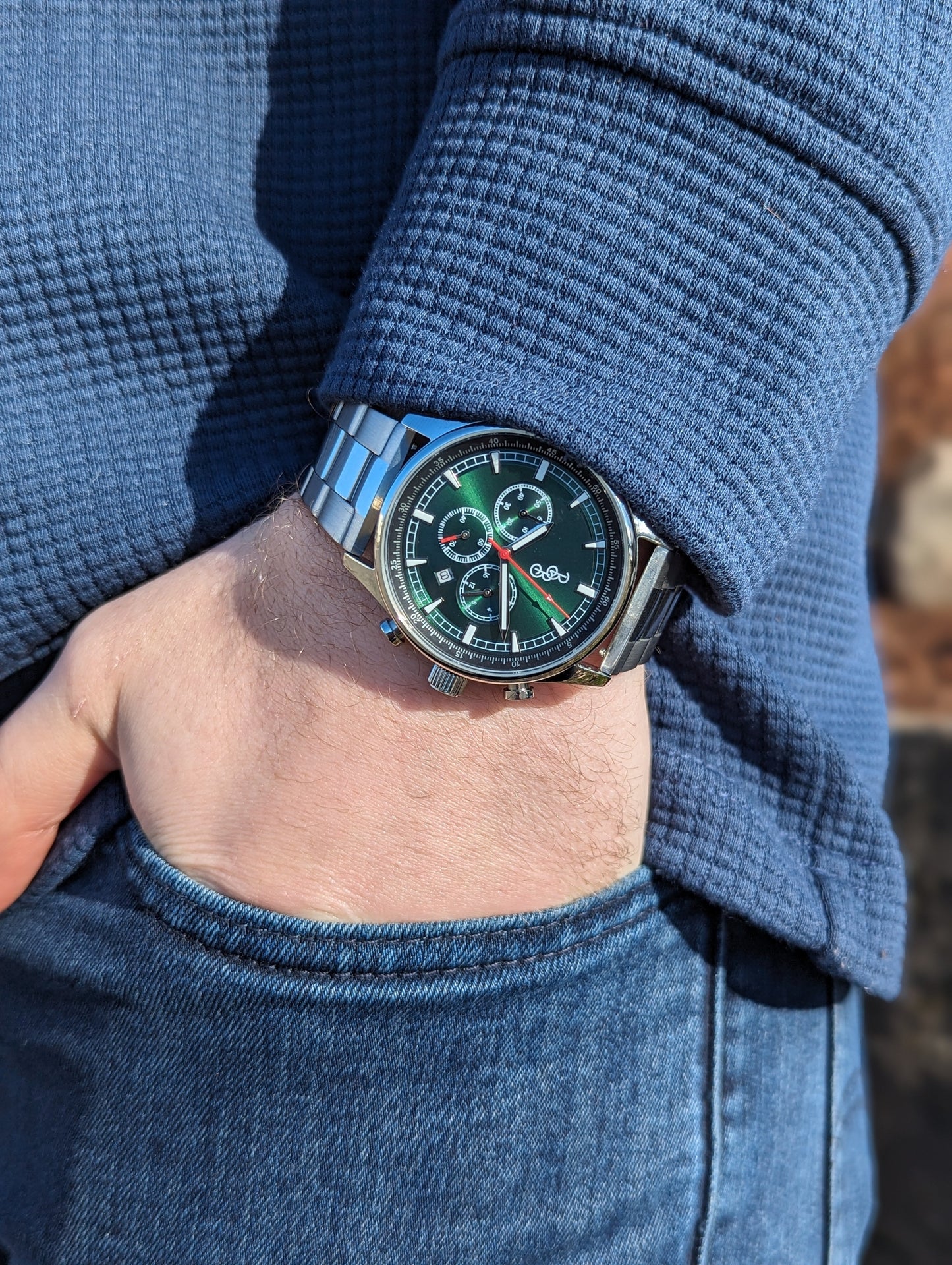 Zielony sportowy chronograf