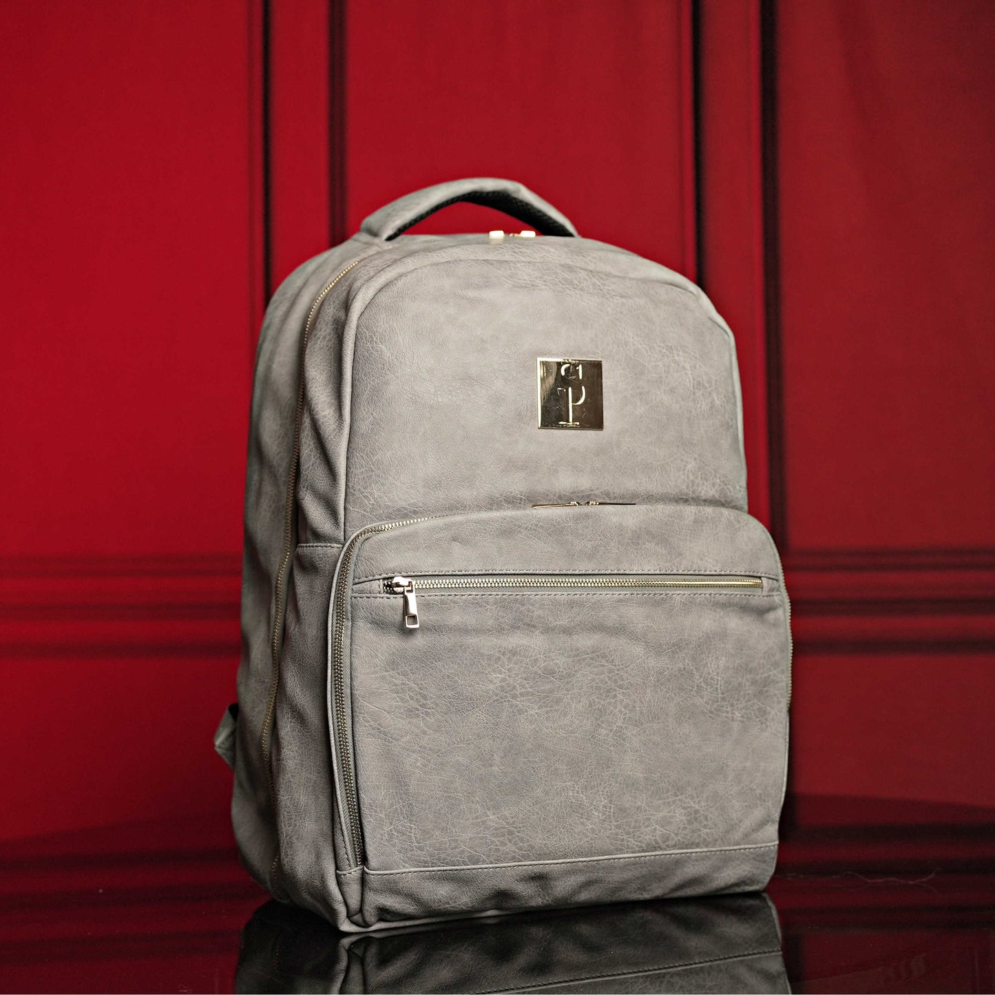 Grijze leren forenzen tas