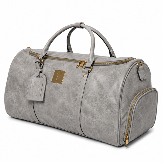 Sac de voyage en cuir gris vieilli tumblé