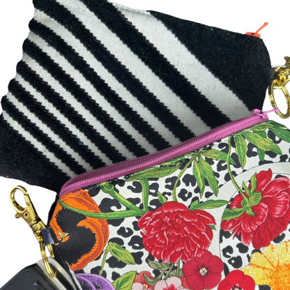 Leopard Floral Vintage Silk Scarf Coffee Run Keychain Bag
