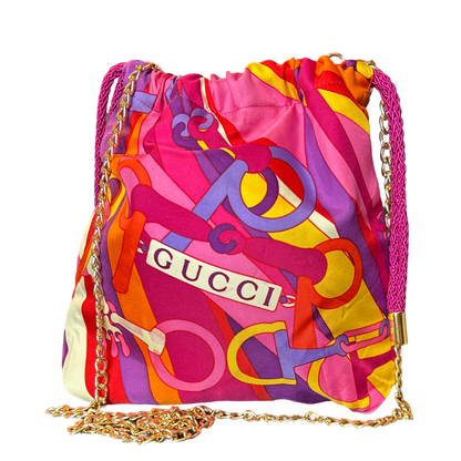 Pop Art Equestrian Vintage Scarf Drawstring Crossbody Bag