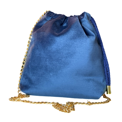GG Logo Blooms Blue Vintage Scarf Drawstring Crossbody Bag