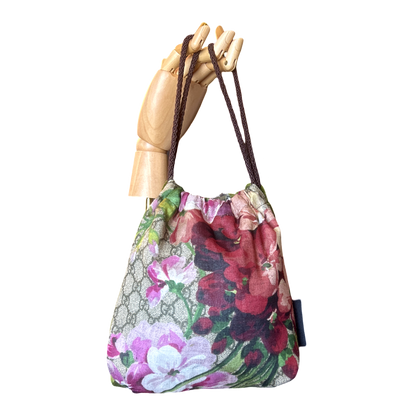 GG Logo Blooms Pink Vintage Scarf Drawstring Crossbody Bag