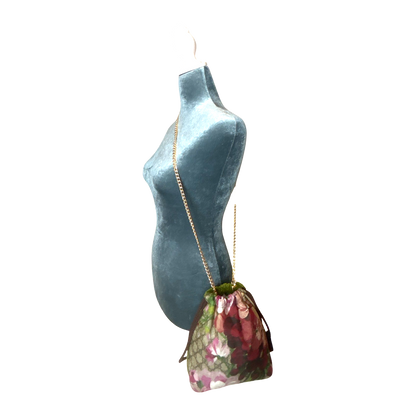 GG Logo Blooms Pink Vintage Scarf Drawstring Crossbody Bag