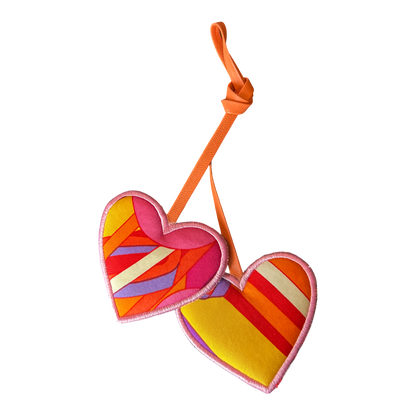 Pop Art Equestrian Scarf Double Heart Bag Charm
