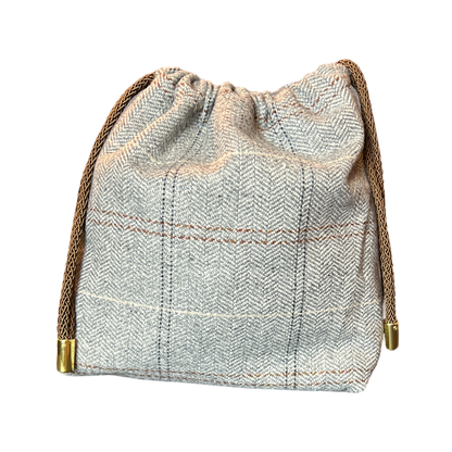 Equestrian Gray Vintage Scarf Drawstring Crossbody Bag