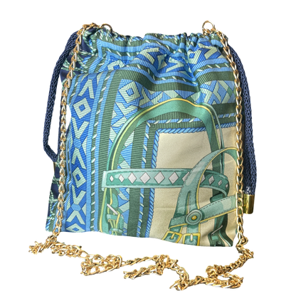 Fringe Harness Vintage Scarf Drawstring Crossbody Bag