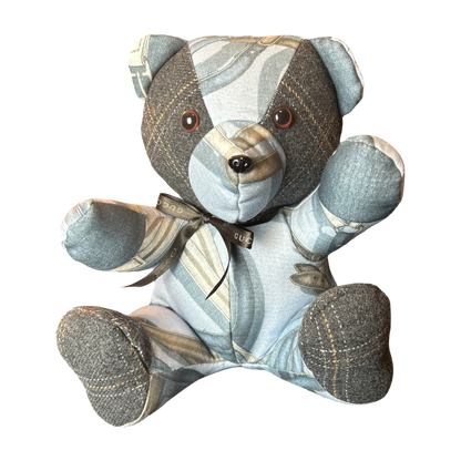 Equestrian Vintage Silk Scarf Patchwork Teddy Bear
