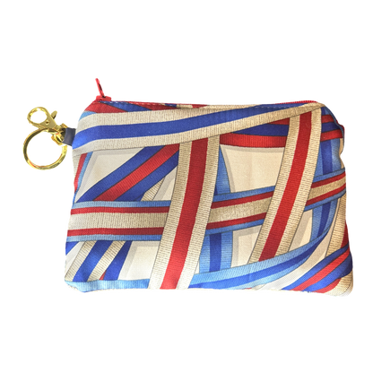 Ribbons Vintage Silk Scarf Coffee Run Keychain Bag