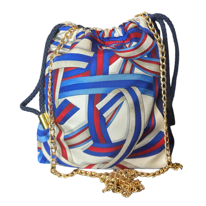Ribbons Vintage Scarf Drawstring Crossbody Bag