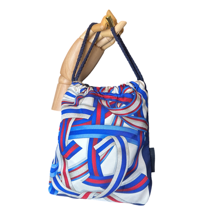 Ribbons Vintage Scarf Drawstring Crossbody Bag