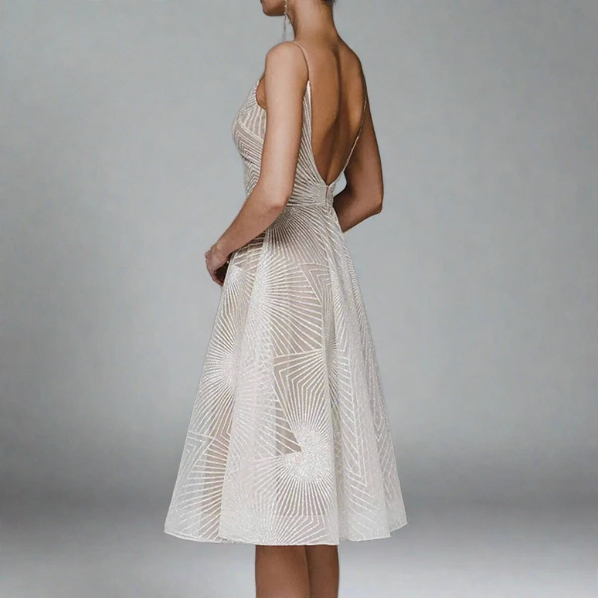 FIONA | Elegant Midi Embroidered Evening Dress