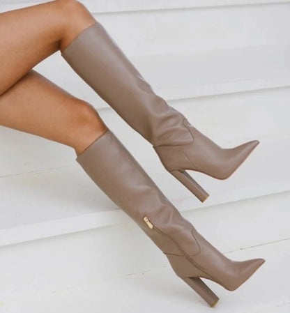 Knee High Boots for Women | Soft Genuine Leather Chunky Heeled Design 3
