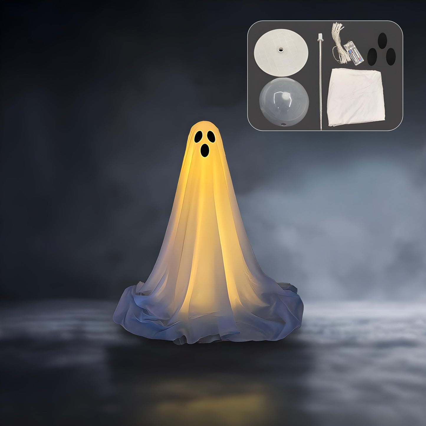 Halloween Ghost Decor | LED Illuminated Adjustable Height for Indoor and Outdoor Halloween Decorations 0