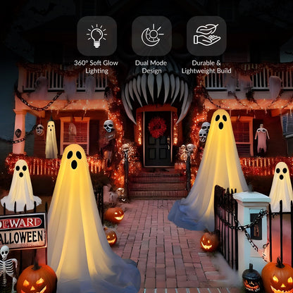 Halloween Ghost Decor | LED Illuminated Adjustable Height for Indoor and Outdoor Halloween Decorations 2