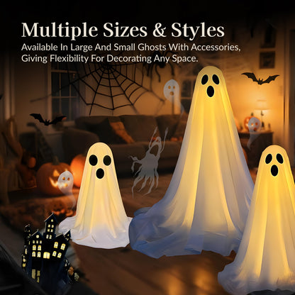 Halloween Ghost Decor | LED Illuminated Adjustable Height for Indoor and Outdoor Halloween Decorations 3