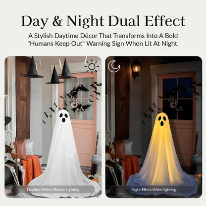 Halloween Ghost Decor | LED Illuminated Adjustable Height for Indoor and Outdoor Halloween Decorations 6