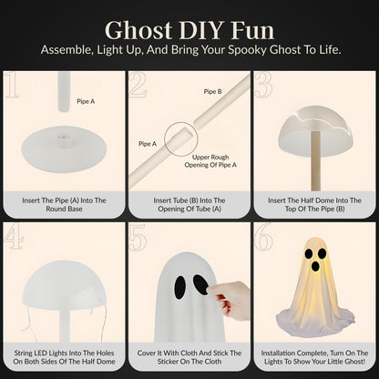 Halloween Ghost Decor | LED Illuminated Adjustable Height for Indoor and Outdoor Halloween Decorations 7