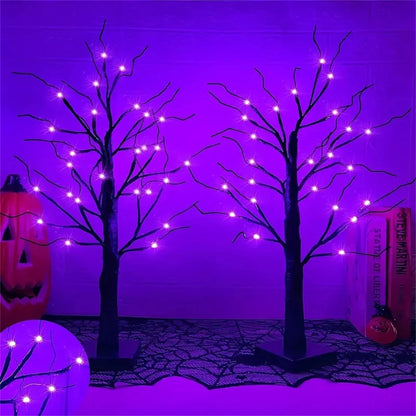 Halloween LED Birch Tree | 24 Orange and Purple Lights with Timer for Indoor and Outdoor Decoration 3