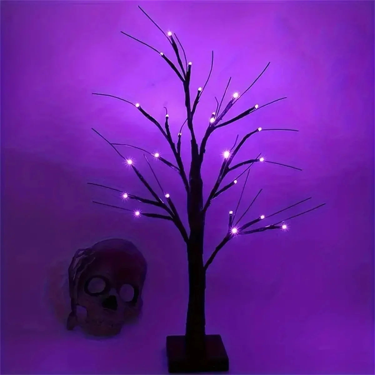 Halloween LED Birch Tree | 24 Orange and Purple Lights with Timer for Indoor and Outdoor Decoration 7