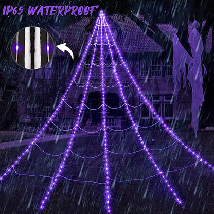Halloween Spider Web Decoration | 290 LED Lights with Giant Spider for Outdoor Halloween Decorations 5