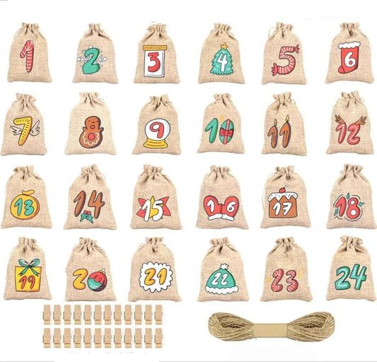 Hanging Advent Calendar | Eco-Friendly Jute Design with 24 Pockets 0