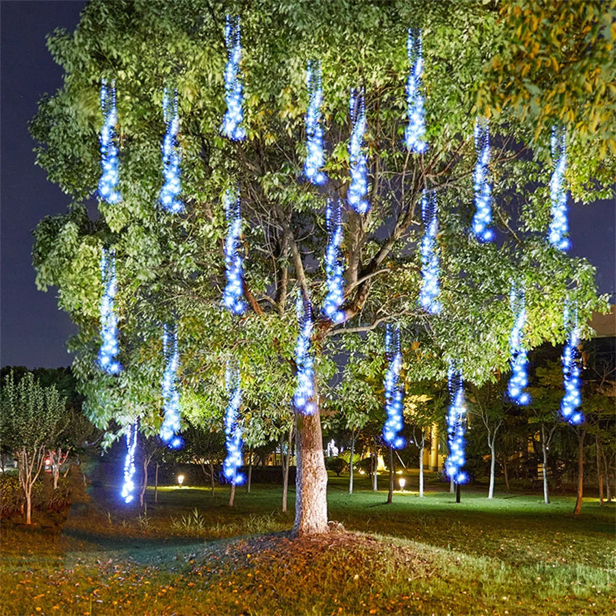 Hanging LED Light Strings | Meteor Shower Effect for Outdoor Ambiance 0