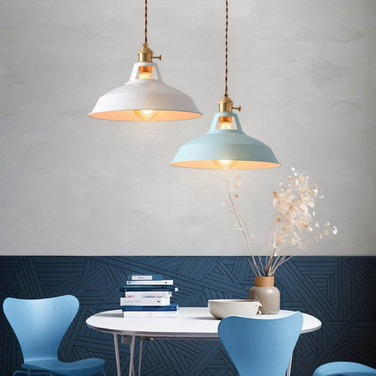 Hanging Lamp | Retro Cone Shape with Braided Textile Cord 0