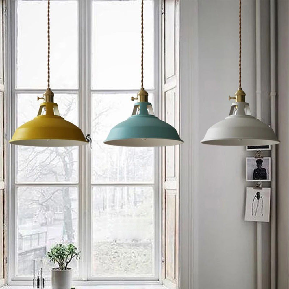 Hanging Lamp | Retro Cone Shape with Braided Textile Cord 3