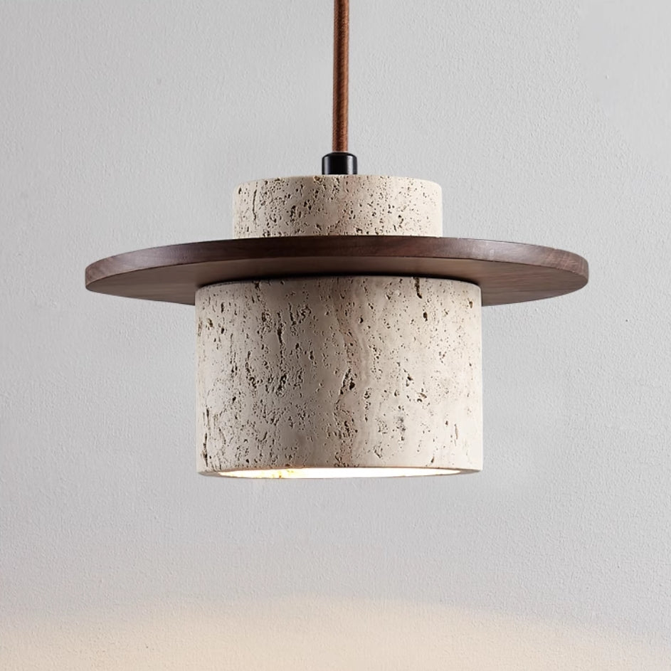 Hanging Pendant Lamp | Elegant Natural Stone and Wood Design 0