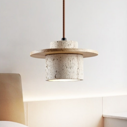 Hanging Pendant Lamp | Elegant Natural Stone and Wood Design 2